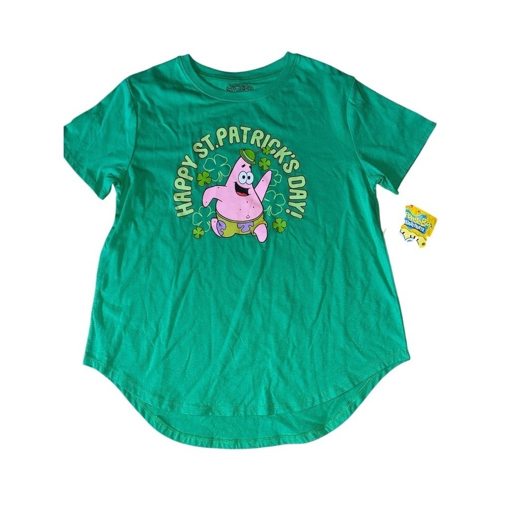 SpongeBob SquarePants Patrick Star Happy St. Patrick's‎ Day T-Shirt XL shamrock